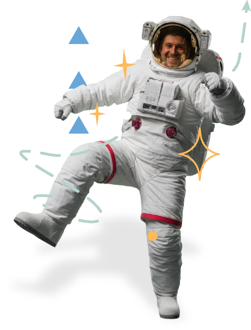 אסטרונאוט מאושר רוקד ושמח